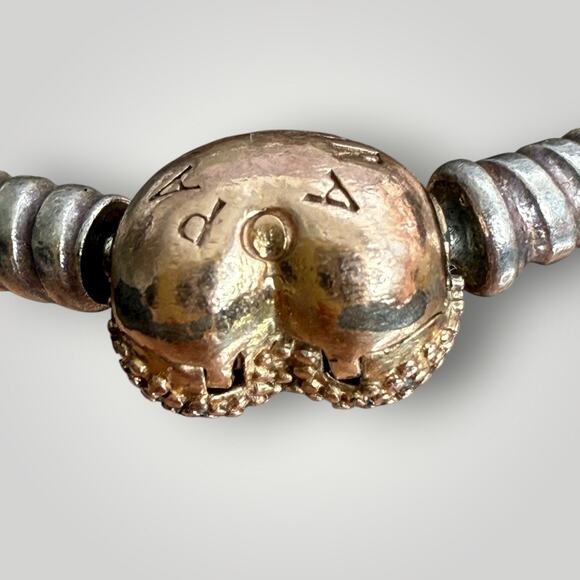 Pandora Moments Silver & Rose Gold Charm Bracelet -925 with Heart Clasp & Charms - Picture 4 of 11